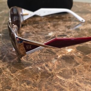 Escada Burgundy and Gold Sunglasses